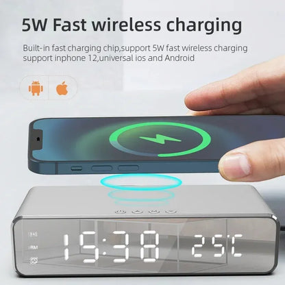 Modern LED Alarm Clock with Wireless Charging